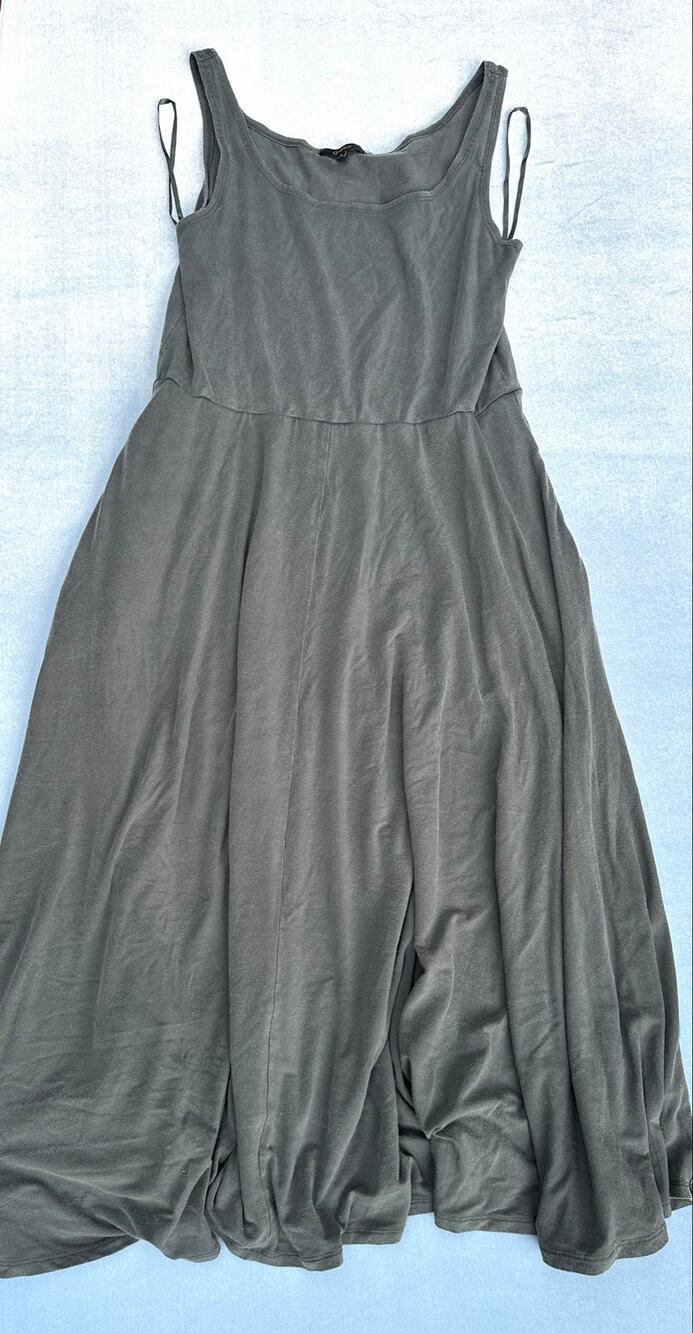 Quince Tencel Jersey Fit & Flare Dress Carbon Grey Sleeveless Large L
